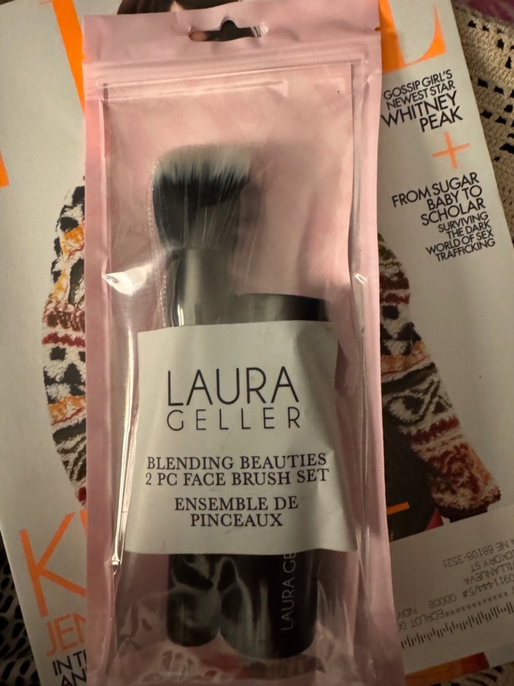 #2 Laura Geller Pink and White Blending Beauties 2-Piece Face Brush Set